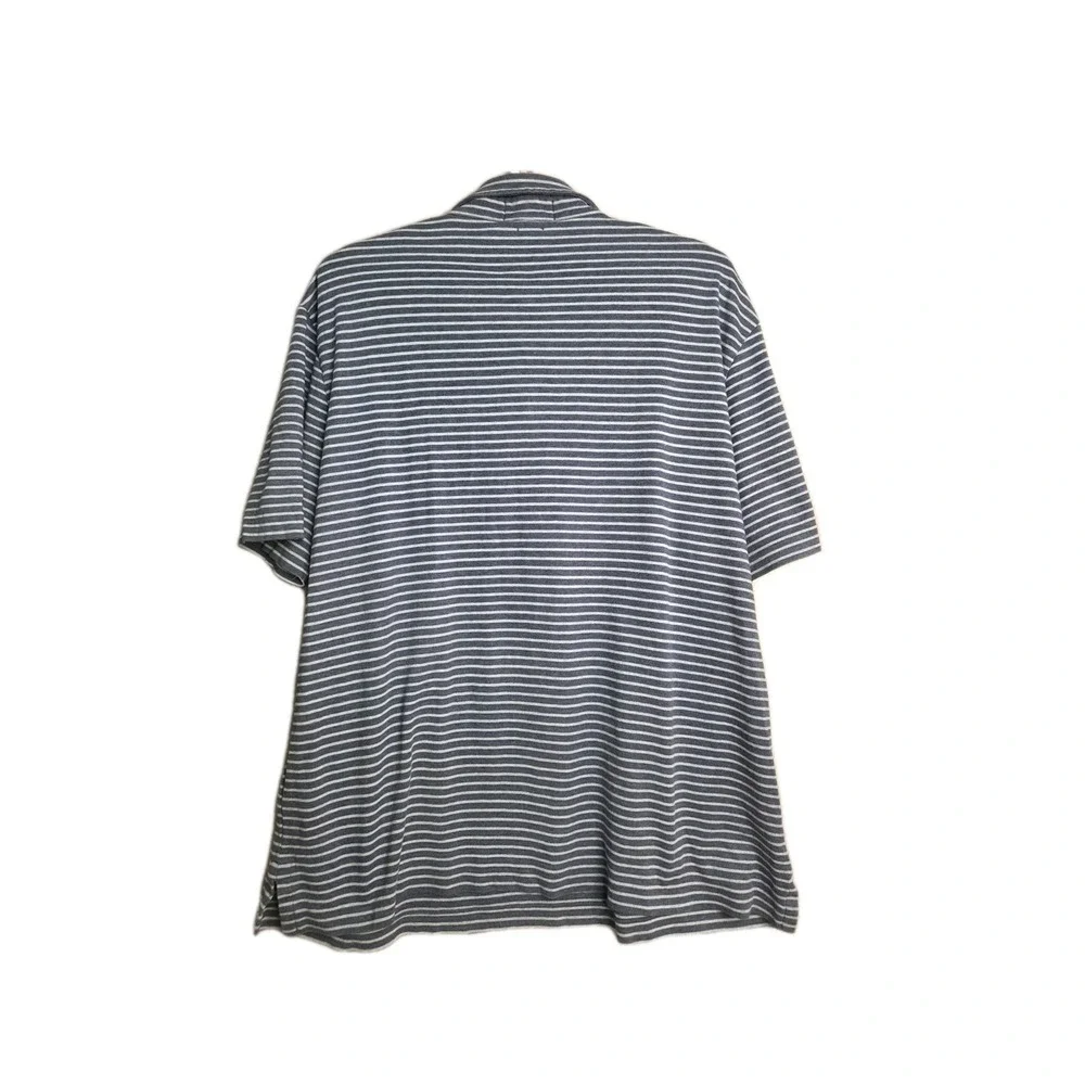 Polo Ralph Lauren Shirt Men Large Blue Striped Two Tone Classic Fit Short Sleeve